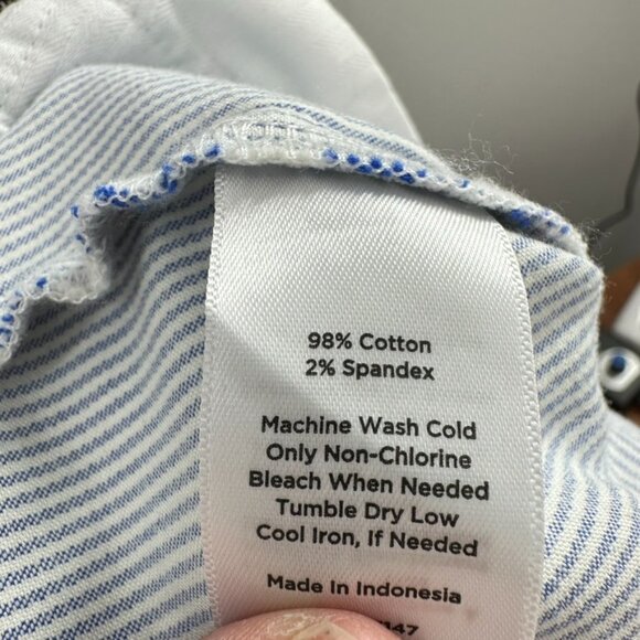 Talbots The Perfect Crop Size 10 Blue White Micro Striped Classic Pants Career - Picture 6 of 6